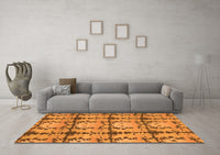 Machine Washable Abstract Orange Modern Rug, wshabs1229org