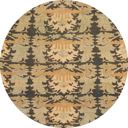 Round Abstract Metallic Gold Modern Rug, abs1229