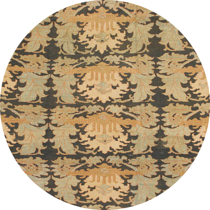 Round Abstract Metallic Gold Modern Rug, abs1229