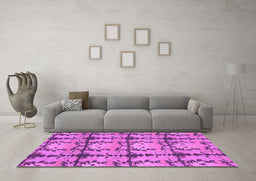Machine Washable Abstract Purple Modern Area Rugs in a Living Room, wshabs1229pur