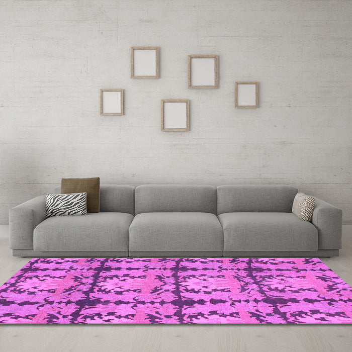 Machine Washable Abstract Purple Modern Area Rugs in a Living Room, wshabs1229pur