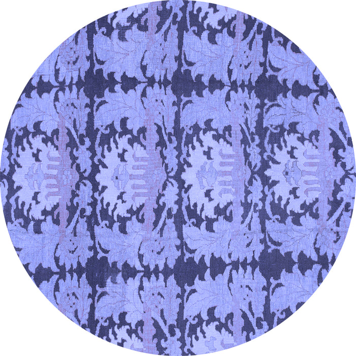 Round Abstract Blue Modern Rug, abs1229blu