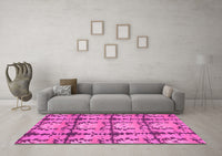 Machine Washable Abstract Pink Modern Rug, wshabs1229pnk