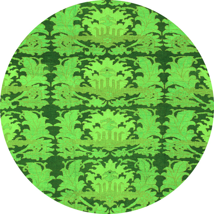 Round Machine Washable Abstract Green Modern Area Rugs, wshabs1229grn