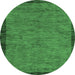 Round Abstract Emerald Green Modern Rug, abs122emgrn