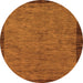 Round Abstract Orange Modern Rug, abs122org