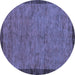 Round Machine Washable Abstract Blue Modern Rug, wshabs122blu