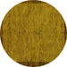Round Machine Washable Abstract Yellow Modern Rug, wshabs122yw