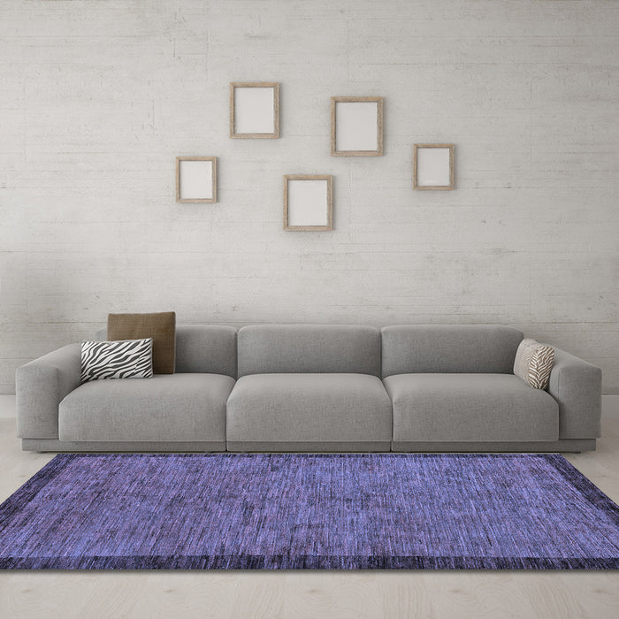 Machine Washable Abstract Blue Modern Rug in a Living Room, wshabs122blu