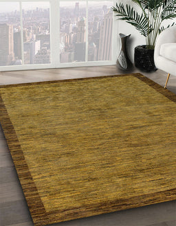 Machine Washable Abstract Dark Golden Brown Rug in a Family Room, wshabs122