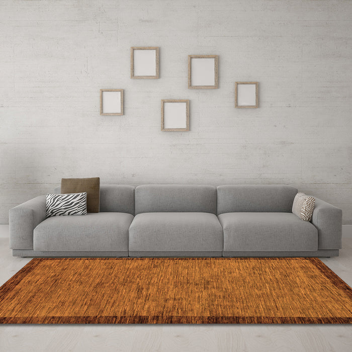 Machine Washable Abstract Orange Modern Area Rugs in a Living Room, wshabs122org