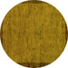 Round Abstract Yellow Modern Rug, abs122yw