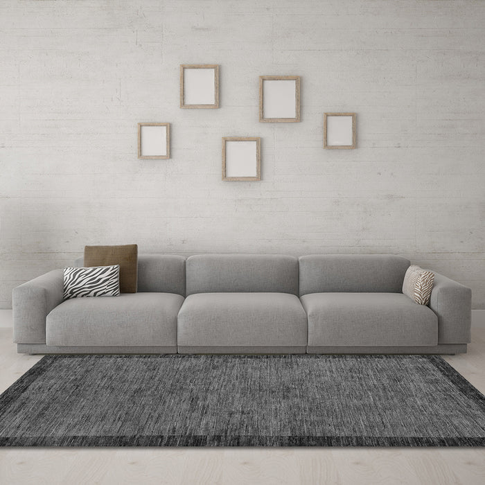 Machine Washable Abstract Gray Modern Rug in a Living Room,, wshabs122gry