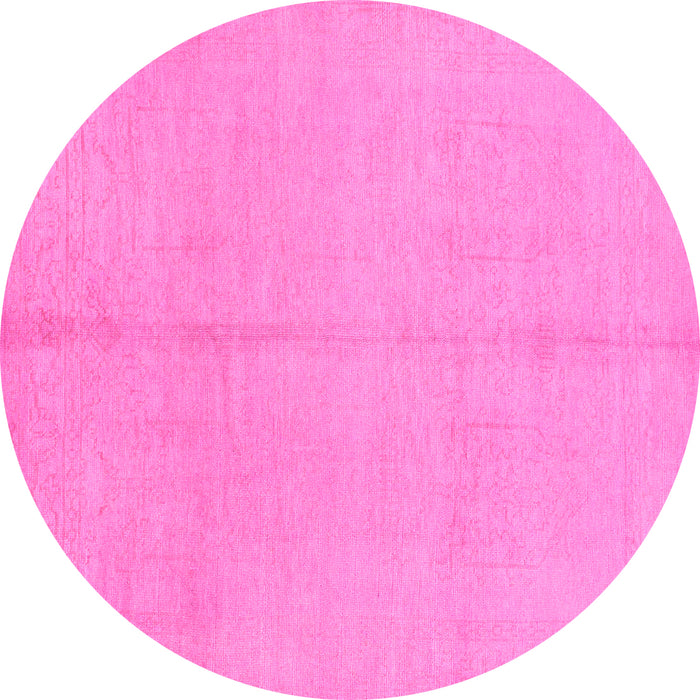 Round Machine Washable Abstract Pink Modern Rug, wshabs1230pnk