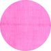 Round Machine Washable Abstract Pink Modern Rug, wshabs1230pnk