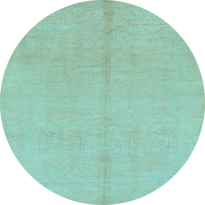 Round Abstract Light Blue Modern Rug, abs1230lblu