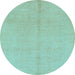 Round Abstract Light Blue Modern Rug, abs1230lblu