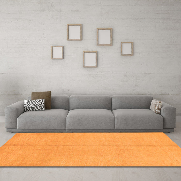 Machine Washable Abstract Orange Modern Area Rugs in a Living Room, wshabs1230org