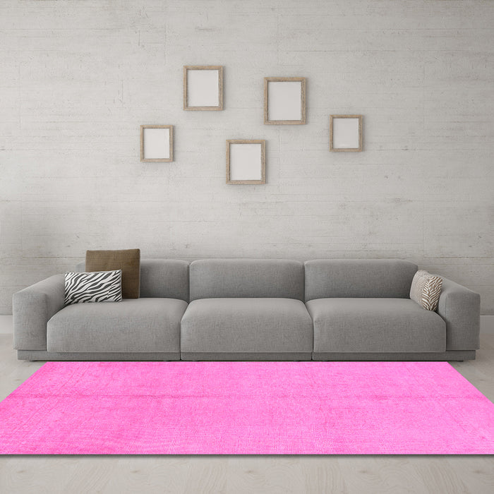 Machine Washable Abstract Pink Modern Rug in a Living Room, wshabs1230pnk