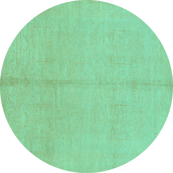 Round Abstract Turquoise Modern Rug, abs1230turq