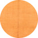 Round Machine Washable Abstract Orange Modern Area Rugs, wshabs1230org