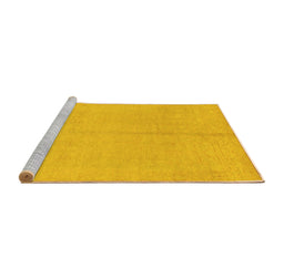 Sideview of Machine Washable Abstract Yellow Modern Rug, wshabs1230yw