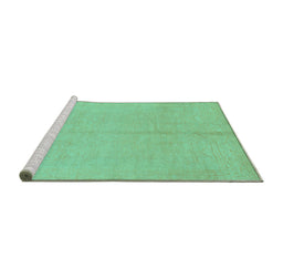 Sideview of Machine Washable Abstract Turquoise Modern Area Rugs, wshabs1230turq