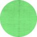 Round Abstract Emerald Green Modern Rug, abs1230emgrn