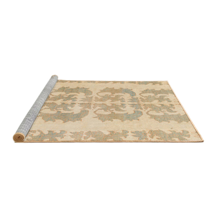 Sideview of Machine Washable Abstract Brown Gold Rug, wshabs1231