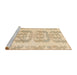 Sideview of Machine Washable Abstract Brown Gold Rug, wshabs1231