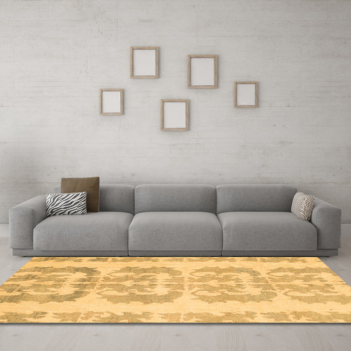 Machine Washable Abstract Brown Modern Rug in a Living Room,, wshabs1231brn