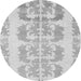 Round Machine Washable Abstract Gray Modern Rug, wshabs1231gry