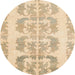 Round Abstract Brown Gold Modern Rug, abs1231