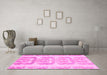 Machine Washable Abstract Pink Modern Rug in a Living Room, wshabs1231pnk