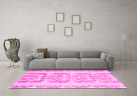 Machine Washable Abstract Pink Modern Rug, wshabs1231pnk