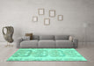 Machine Washable Abstract Turquoise Modern Area Rugs in a Living Room,, wshabs1231turq