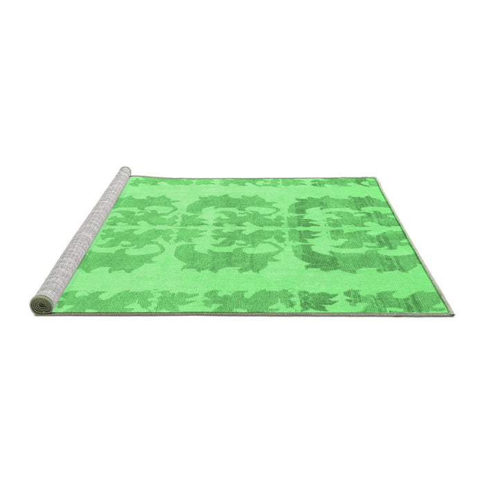 Sideview of Machine Washable Abstract Emerald Green Modern Area Rugs, wshabs1231emgrn