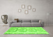 Machine Washable Abstract Green Modern Area Rugs in a Living Room,, wshabs1231grn