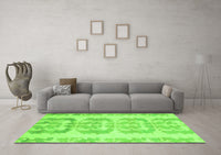 Machine Washable Abstract Green Modern Rug, wshabs1231grn