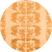 Round Machine Washable Abstract Orange Modern Area Rugs, wshabs1231org