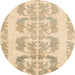 Round Machine Washable Abstract Brown Gold Rug, wshabs1231