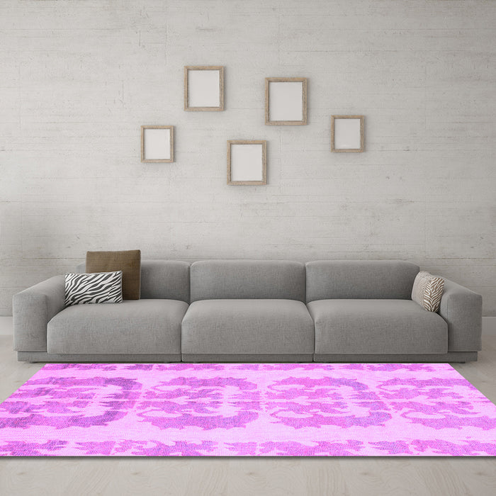 Machine Washable Abstract Purple Modern Area Rugs in a Living Room, wshabs1231pur