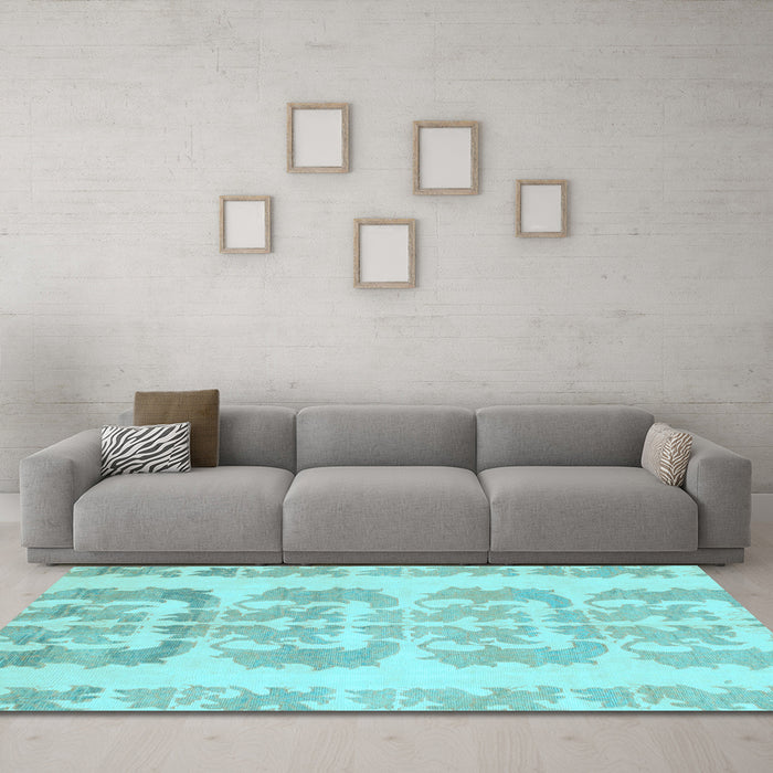 Machine Washable Abstract Light Blue Modern Rug in a Living Room, wshabs1231lblu