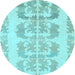 Round Machine Washable Abstract Light Blue Modern Rug, wshabs1231lblu