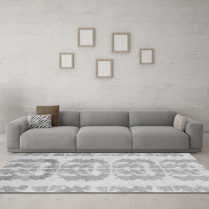 Machine Washable Abstract Gray Modern Rug in a Living Room,, wshabs1231gry