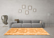 Machine Washable Abstract Orange Modern Area Rugs in a Living Room, wshabs1231org