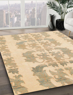 Machine Washable Abstract Brown Gold Rug in a Family Room, wshabs1231
