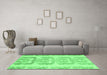 Machine Washable Abstract Emerald Green Modern Area Rugs in a Living Room,, wshabs1231emgrn