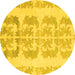 Round Abstract Yellow Modern Rug, abs1231yw