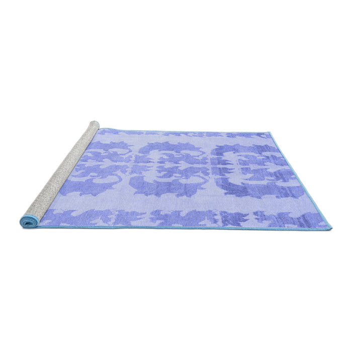 Sideview of Machine Washable Abstract Blue Modern Rug, wshabs1231blu